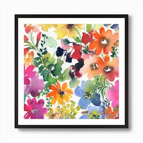 Watercolor Flowers at noon Art Print