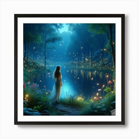 Fireflies In The Forest Art Print