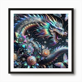 Dragon With Butterflies Art Print