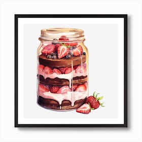 Strawberry Cake In A Jar 2 Art Print