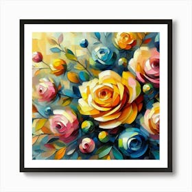 Colorful Roses oil painting abstract painting art 7 Art Print