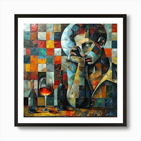 Woman With A Glass Of Wine 1 Art Print