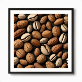 Almonds On Black Background 5 Art Print