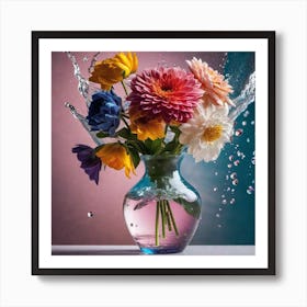 Water Splashing Flowers 2 Art Print