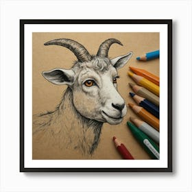 Goat Drawing 17 Art Print