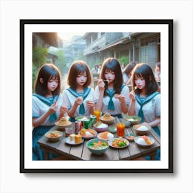 Asian Girls Eating Art Print