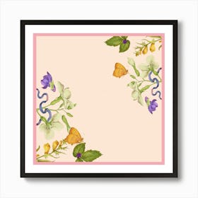 Watercolor Butterflies On A Pink Background Art Print