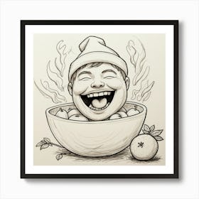 Happy Boy In A Bowl Art Print