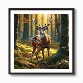 Deer In The Forest Ultra Hd Realistic Vivid Colors Highly Detailed Uhd Drawing Pen And Ink Pe (51) Art Print