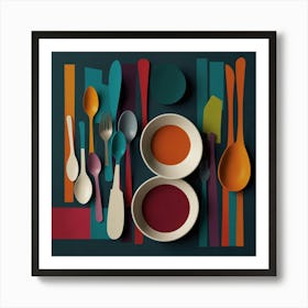 Colorful Spoons And Forks Art Print