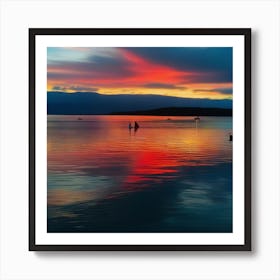 Sunset At Lake Taupo Art Print