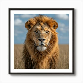 Lion In The Grass Art Print