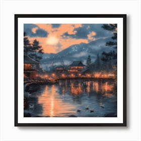 長閑な秋の夜、南木曽村 Peaceful Automn Evening In Nagiso Village (I) Art Print