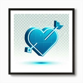 Neon Heart With Arrow Art Print