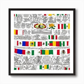 Mexican Flags 6 Art Print