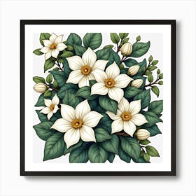 White Flowers 1 Art Print