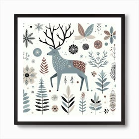 Scandinavian style, Deer 1 Art Print