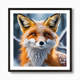 Fox In The Snow 2 Art Print