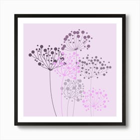 Botanical Drawing Background Plants Nature Stems Flowers Seeds Bloom Design Color Bohemian Floral Background Boho Pink Art Print