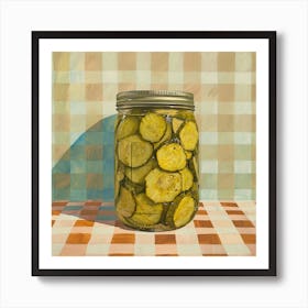 Pickles In A Jar Checkerboard Background 4 Art Print