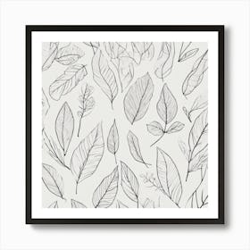 Leaves On A White Background Art Print