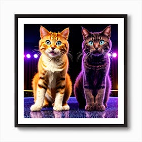 Two Cats On Stage Art Print