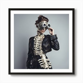 Skeletal Couture Steampunk Woman Fashion Art Print