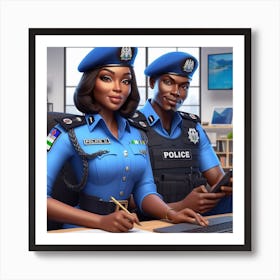 Police Officers In Uniform 1 Art Print