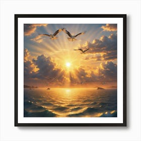 Seagulls In The Sky Art Print