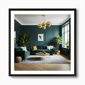 Green Living Room 4 Art Print