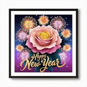 Happy New Year Greeting Card Poster