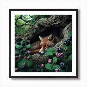 Fox In The Forest 4 Art Print