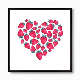 Strawberry Heart Square Art Print