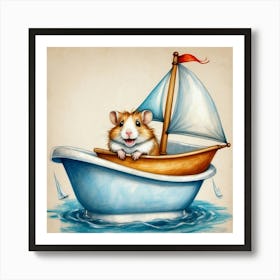 Hamster In A Boat 5 Art Print