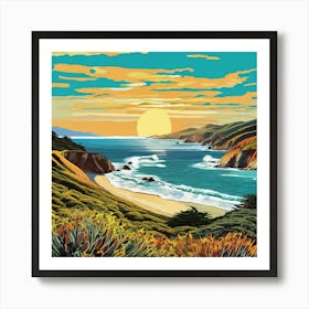 Sunset At Big Sur Art Print