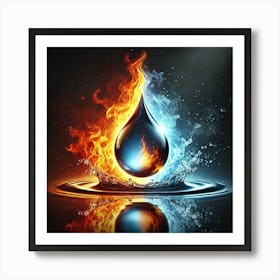 Water Drop With Fire Art Print