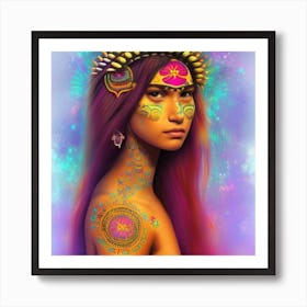 Aztec Girl Art Print