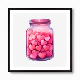 Pink Hearts In A Jar 19 Art Print