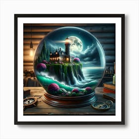 Lighthouse In A Snow Globe Art Print