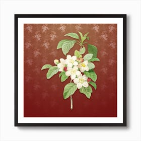 Vintage Apple Blossom Botanical on Falu Red Pattern n.2411 Art Print