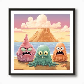 Monsters On The Beach Art Print