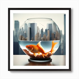 Goldfish In A Fish Bowl Art Print