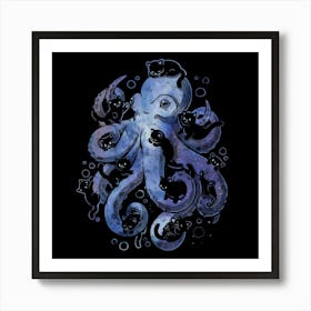 Octopurr Cute Watercolor Octopus Cat Poster