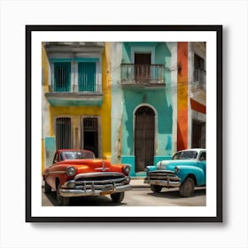 Old Cars In Cuba Art Print