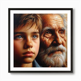 Old Man And Young Boy Art Print