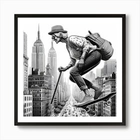 Skateboarder In New York City Art Print