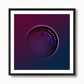 Geometric Neon Glyph on Jewel Tone Triangle Pattern 381 Art Print
