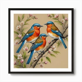 Spring Bluebirds Art Print