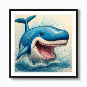 Blue Whale Drawing 1 Art Print