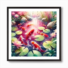 Koi Fish Pond Art Print